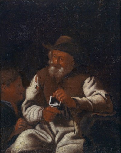 An Old Man Knitting by Workshop of Michiel Sweerts